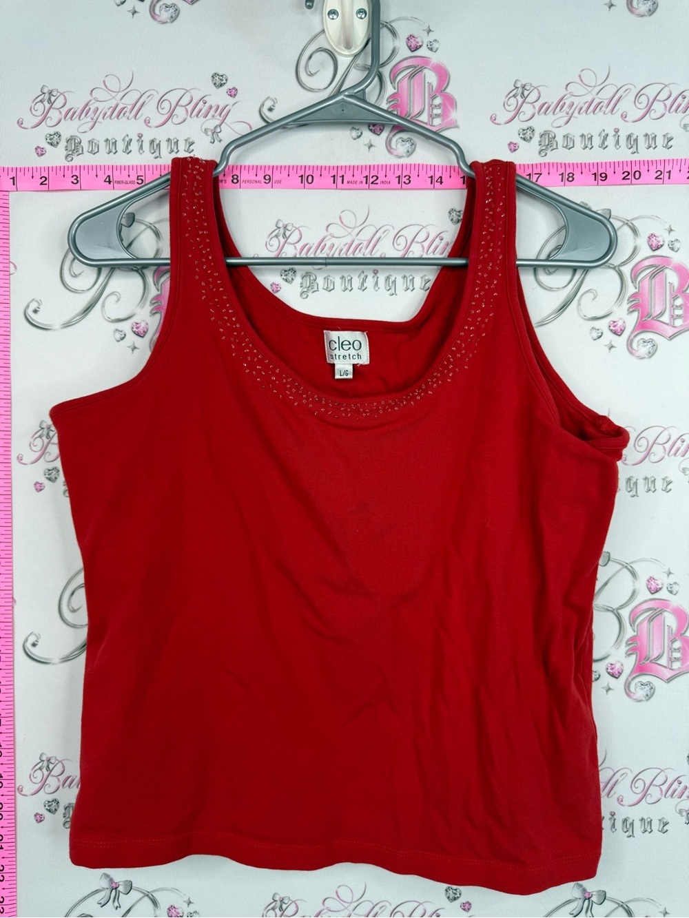 cleo tank top beaded Red Embellished Tank Top